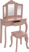 Atmosphera Sisi Coiffeuse - maquillage - maquillage - coeur de table - chambre d'enfant design - fille - avec tabouret - rose avec finition dorée