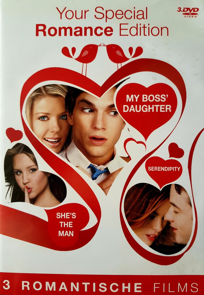 3 Romantische films/ My boss’ daughter/ She’s the man/ Serendipity