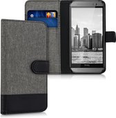 kwmobile telefoonhoesje voor HTC One M8 / Dual - Hoesje met pasjeshouder in grijs / zwart - Case met portemonnee
