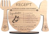 RECEPT GEZONDHEID - Recept voor een goede gezondheid - houten wenskaart - iemand beterschap wensen - gepersonaliseerde kaart