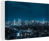 Tableau sur toile La ville de Tokyo au Japon la nuit avec la tour de Tokyo - 90x60 cm - Décoration murale