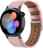 Leer Smartwatch bandje - Geschikt voor  Huawei Watch GT 3 42mm bandje leer - roze - 42mm - Strap-it Horlogeband / Polsband / Armband