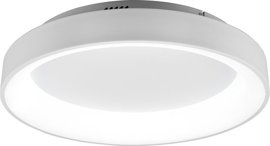 LED Plafondlamp - Plafondverlichting - Torna Gurano - 48W - Aanpasbare Kleur - Afstandsbediening - Dimbaar - Rond - Mat Wit - Aluminium
