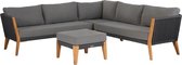 Loungeset San Remo - Aluminium, Rope en Teak - Inclusief kussens - Exotan