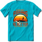 A Bad Day Fishing - Vissen T-Shirt | Grappig Verjaardag Vis Hobby Cadeau Shirt | Dames - Heren - Unisex | Tshirt Hengelsport Kleding Kado - Blauw - XL