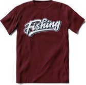 Fishing - Vissen T-Shirt | Grappig Verjaardag Vis Hobby Cadeau Shirt | Dames - Heren - Unisex | Tshirt Hengelsport Kleding Kado - Burgundy - L