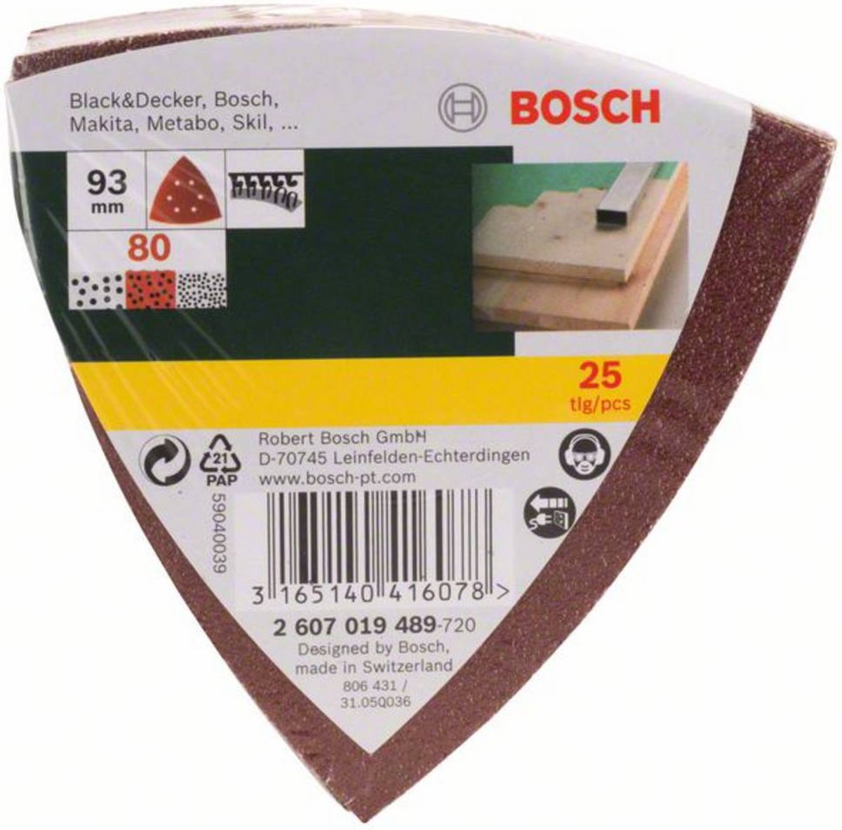 Bosch 25-delige schuurbladenset voor deltaschuurmachines - korrel 80 - Bosch