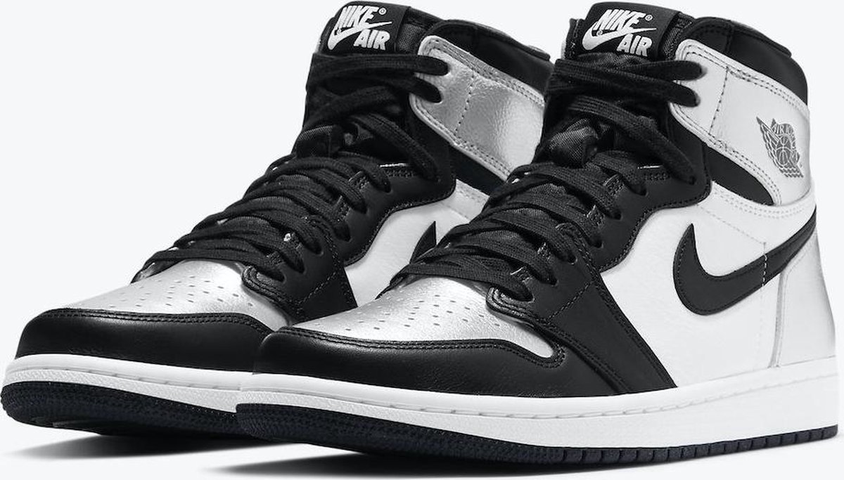 jordan ones silver and black