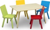 Delta Children - Kindertafel met 4 Stoelen - Kinderkamer - Duurzaam Hout - Kleurrijk