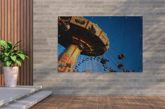 Décoration murale Manège traditionnel à la kermesse - 180x120 cm - Affiche jardin - Toile jardin - Affiche extérieur