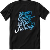 Keeo Calm Go Fishing - Vissen T-Shirt | Grappig Verjaardag Vis Hobby Cadeau Shirt | Dames - Heren - Unisex | Tshirt Hengelsport Kleding Kado - Zwart - XL