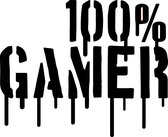 Muursticker Gamer | 100% Gamer | Zwart | 80 x 66 cm | Stickertoko.nl