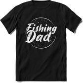 Fishing Dad - Vissen T-Shirt | Zilver | Grappig Verjaardag Vis Hobby Cadeau Shirt | Dames - Heren - Unisex | Tshirt Hengelsport Kleding Kado - Zwart - L
