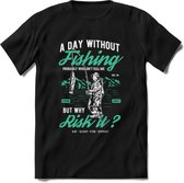 A Day Without Fishing - Vissen T-Shirt | Aqua | Grappig Verjaardag Vis Hobby Cadeau Shirt | Dames - Heren - Unisex | Tshirt Hengelsport Kleding Kado - Zwart - M