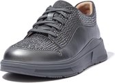 FitFlop™ Freya Lace Up Low Top Sneaker - Hotfix/PU Pewter Grey - Maat 39