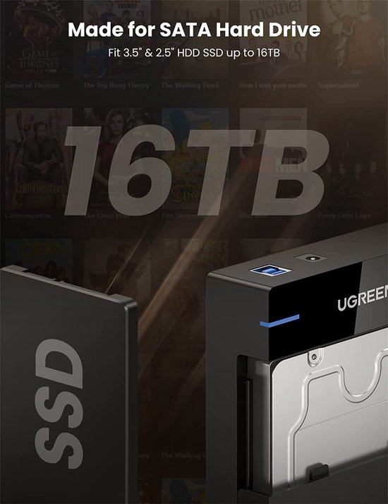 UGREEN Boîtier de disque dur USB 3.0 vers 2.5 et 3.5 SATA (50422)