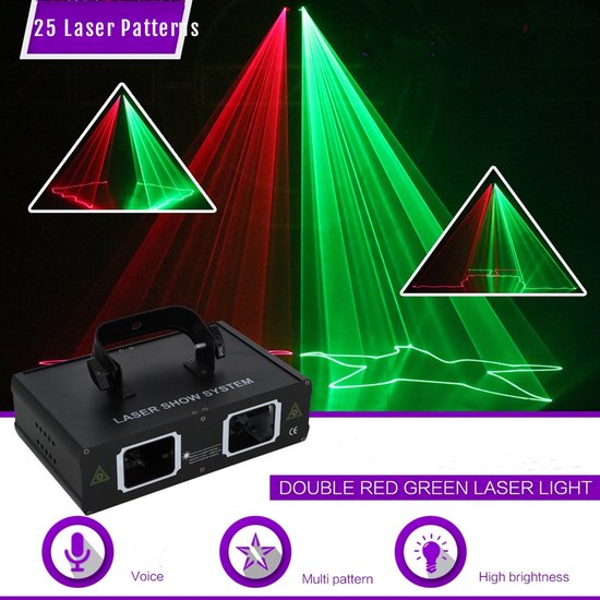 2 hoofd - Laser - Rood Groen Dual Hole - Stage Effect Lamp - Verlichting -  Voor DJ... | bol.com