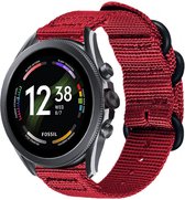 Strap-it Nylon gesp smartwatch bandje - geschikt voor Fossil Gen 6 44mm / Gen 5 / Gen 5e 44mm - rood