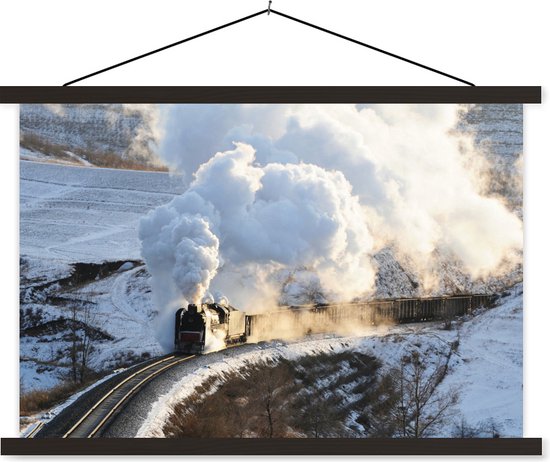 Une locomotive à vapeur avec beaucoup d'affiche textielposter à vapeur 150x100 cm