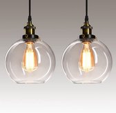 Hanglamp set van 2 Glazen Bol  in hoogte verstelbaar | Rond | Industrieel | Vintage |  Retro