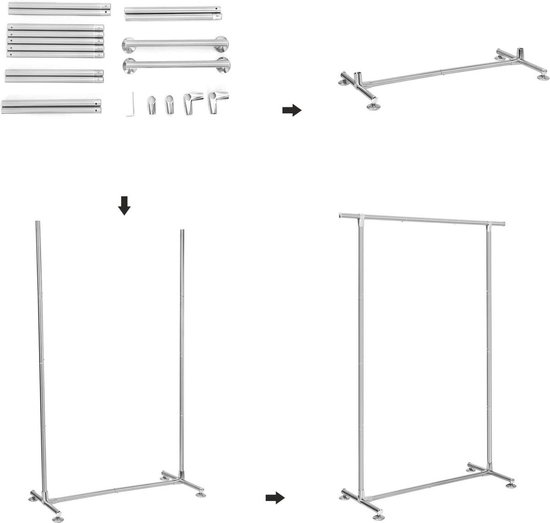 Perel Kledingrek, 1 stang, 125 x 50 x 130 cm, max. last 75 kg, metaal
