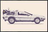 JUNIQE - Poster in kunststof lijst DeLorean-tijdmachine - Back to the