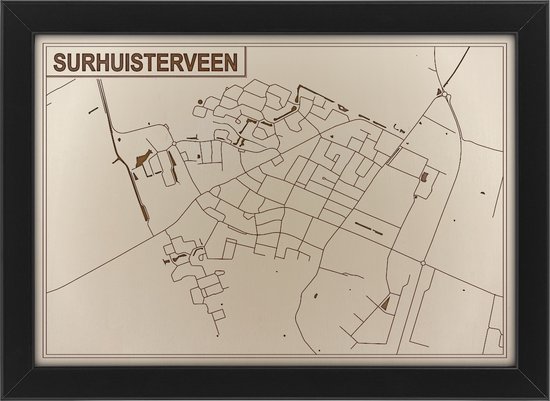 Houten stadskaart van Surhuisterveen