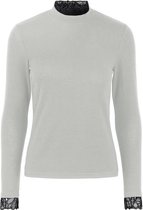 Pieces T-shirt Pcpam Ls Lace Top Friday 17119652 Light Grey Melange Dames Maat - XS