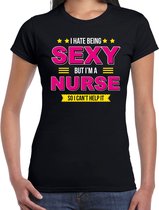 Hate being sexy but Im a nurse / Hate being sexy but am a nurse cadeau t-shirt noir pour femme - cadeau chemise / cadeau d'anniversaire / merci XL