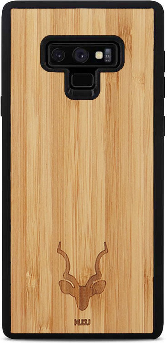 Kudu Samsung Galaxy Note 9 hoesje case - Houten backcover - Handgemaakt en afgewerkt met duurzaam TPU - Bamboe - Zwart