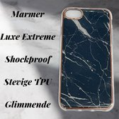 Apple iPhone 6 / 7 / 8 / SE 2020 Hoesje Zwart Marmer  Stevige Siliconen TPU Case – iPhone 6 / 7 / 8 / SE 2020 Luxe Xtreme Back Cover Stevige Shockproof telefoon hoesje