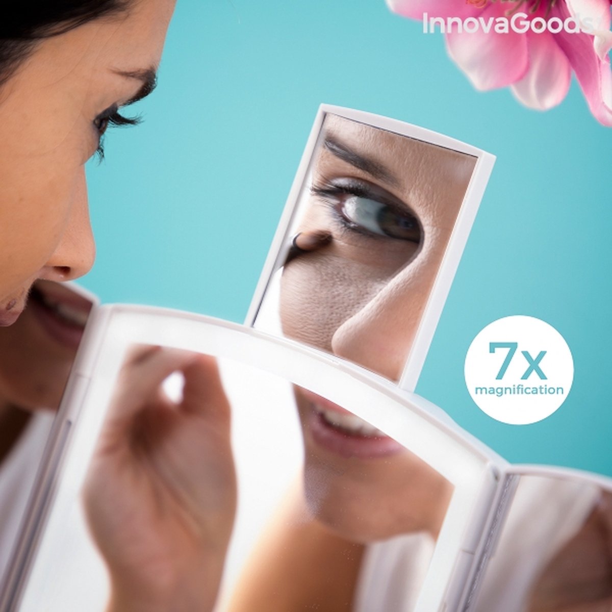 3-In-1 Folding LED Mirror with Make-up Organiser Panomir