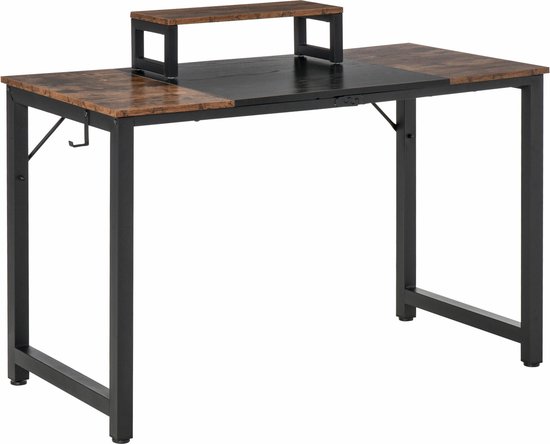 Computertafel industrieel design spaanplaat metaal bruin zwart | bol.com