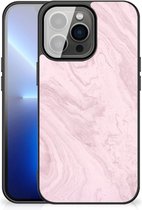 Leuk Hoesje iPhone 13 Pro Max Smartphone Hoesje met Zwarte rand Marble Pink