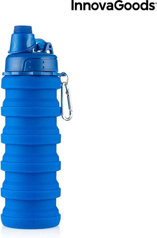 Foto: Innovagoods bentle opvouwbare drinkfles schroefdop warme en koude dranken dubbele anti lekbeveiliging 500 ml blauw