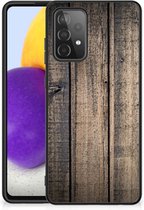 Leuk TPU Back Cover Geschikt voor Samsung Galaxy A72 (5G/4G) Telefoon Hoesje met Zwarte rand Steigerhout