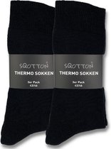 6 paar Thermosokken - SQOTTON® - Warme sokken - Badstof gevoerd - Werksokken - Zwart - Maat 43-46