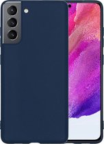 Hoesje Geschikt voor Samsung S21 FE Hoesje Siliconen Case - Hoes Geschikt voor Samsung Galaxy S21 FE Hoes Siliconen - Donkerblauw