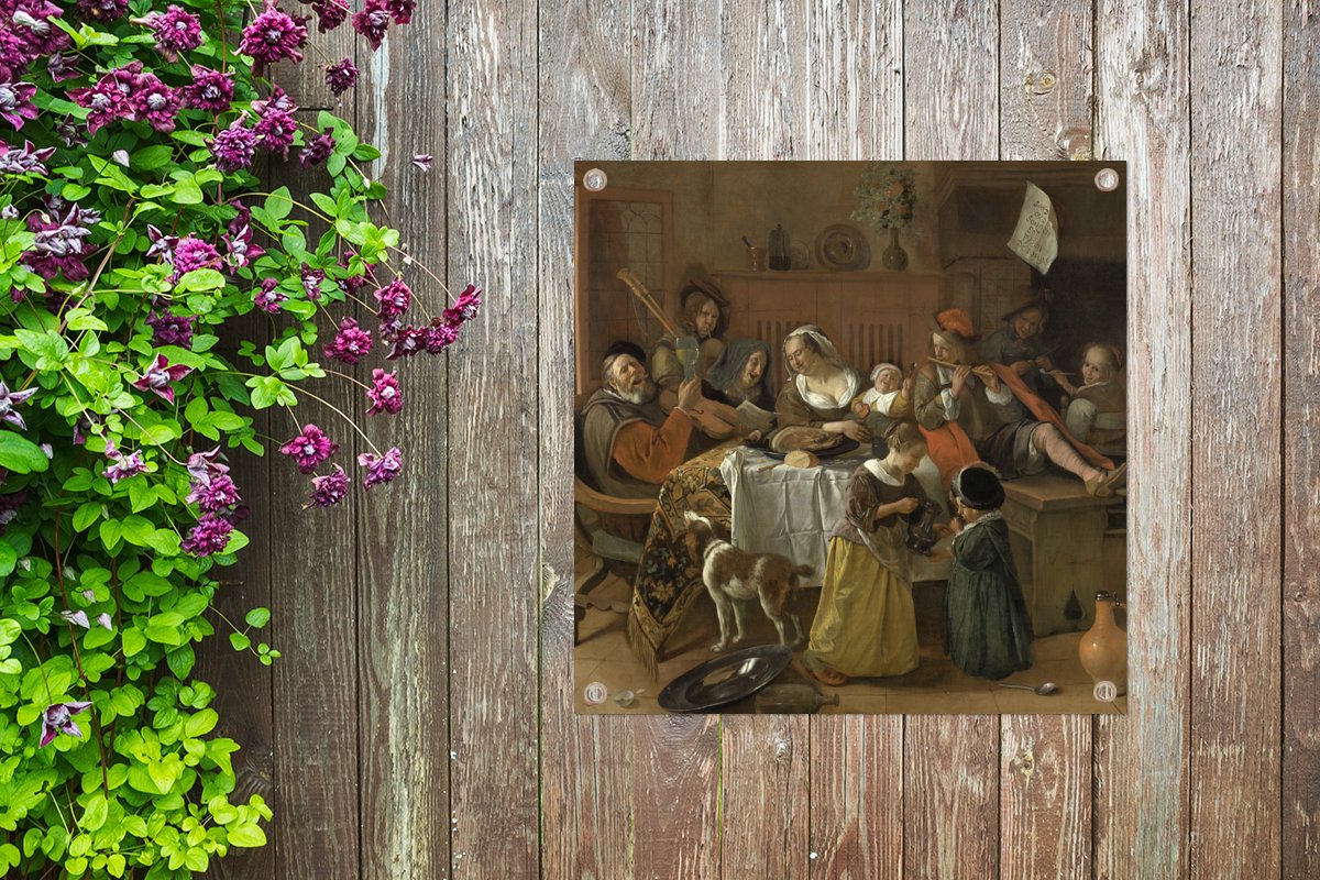 Tuindoek Het vrolijke huisgezin - Jan Steen - 100x100 cm | bol.com