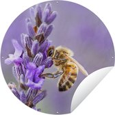 Tuincirkel Bij op lavendel - 90x90 cm - Ronde Tuinposter - Buiten