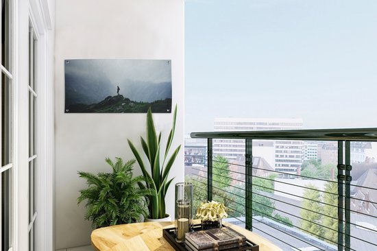 Affiche de jardin Randonneur solitaire dans les Alpes suisses - 60x30 cm - Toile jardin