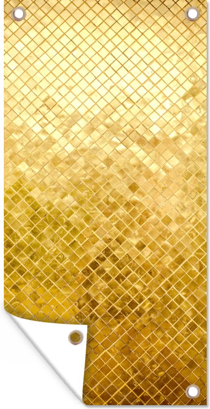 Tuinposter Goud - Design - Abstract - 40x80 cm - Wanddecoratie Buiten - Tuinposter - Tuindoek - Schuttingposter - Tuinschilderij