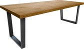 Eikenhouten eettafel naturel met slank u-poot - extra dik blad
