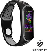 Siliconen Smartwatch bandje - Geschikt voor Xiaomi Mi Band 5 / 6 sport bandje - zwart/grijs - Strap-it Horlogeband / Polsband / Armband