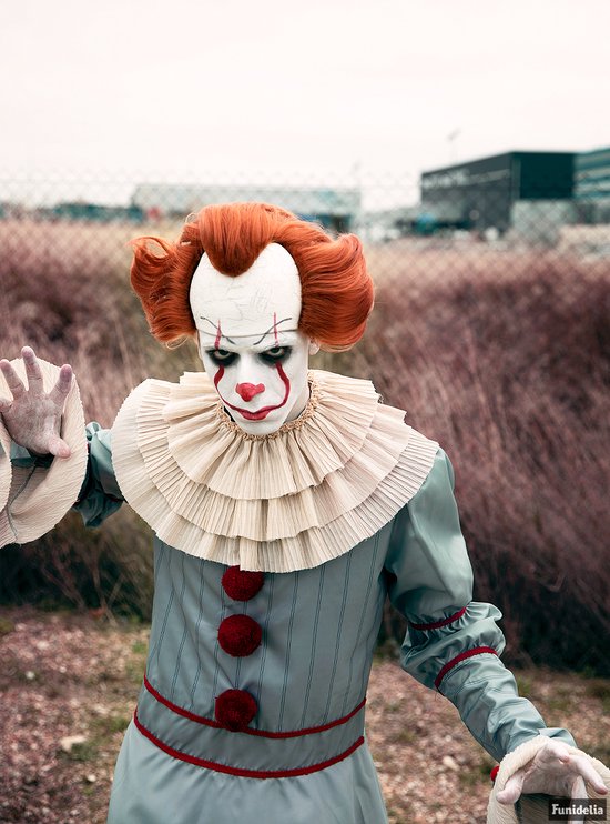 FUNIDELIA Pennywise Suit - IT: Chapter 2 for Men Pennywise - Taille: S - Grijs / Argent