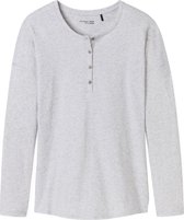 SCHIESSER dames Mix+Relax T-shirt, lange mouw, O-hals met knoopsluiting, grijs melange -  Maat: 3XL