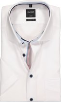 OLYMP Luxor modern fit overhemd - korte mouw - wit (contrast) - Strijkvrij - Boordmaat: 43