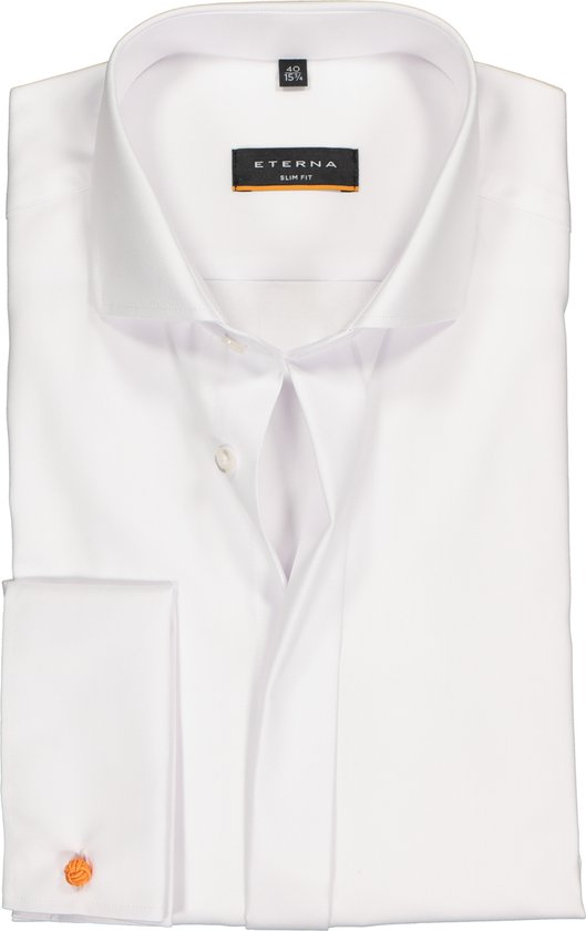 ETERNA slim fit smoking overhemd - dubbele manchet - niet doorschijnend twill heren overhemd - wit - Strijkvrij - Boordmaat: 38