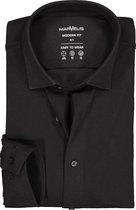 MARVELIS jersey modern fit overhemd - zwart tricot - Strijkvriendelijk - Boordmaat: 42