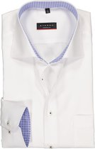 ETERNA modern fit overhemd - structuur heren overhemd - wit (blauw dessin contrast) - Strijkvrij - Boordmaat: 38
